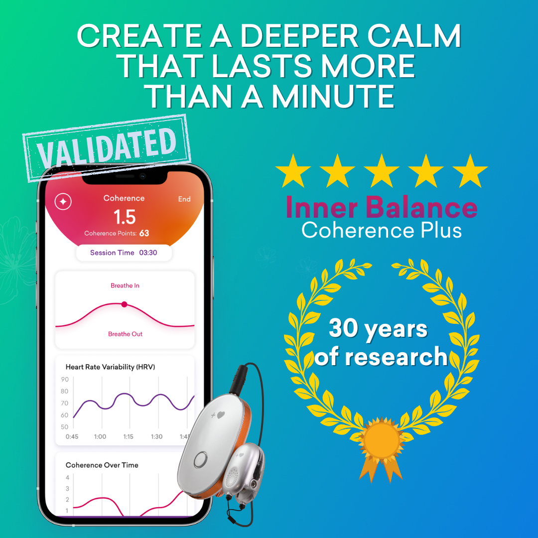 HeartMath Inner Balance Coherence Plus sensor and app for HRV biofeedback